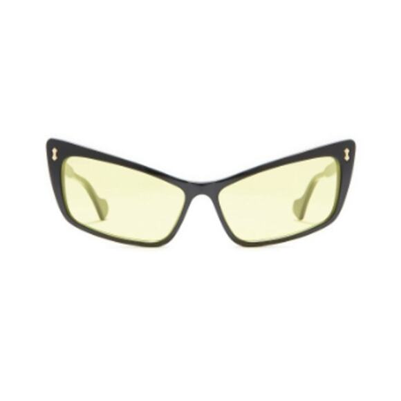 Gucci 58mm Cat Eye Sunglasses black with yellow lenses - Picture 1 of 11
